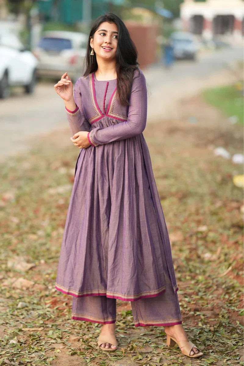 Lipika Kurta Set in Greyish Lavender