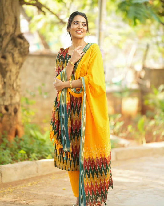 Pure Ikkat Cotton Salwar Suit Fully Stitched