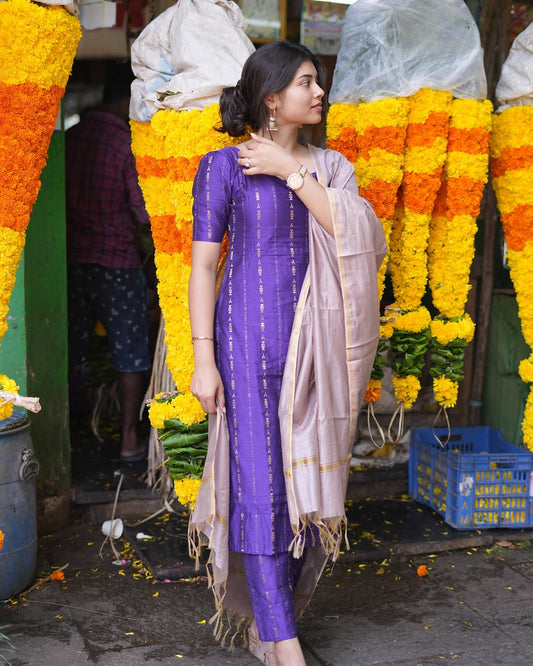 Kurti with matching straight bottoms with pockets paired