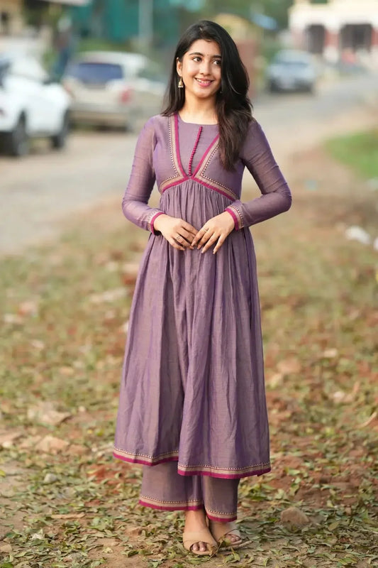 Lipika Kurta Set in Greyish Lavender
