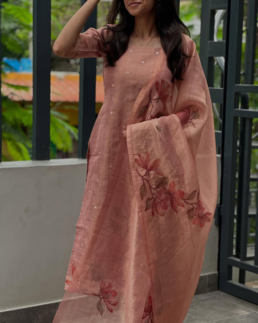 Premium Crush tissue kurti with mirror work